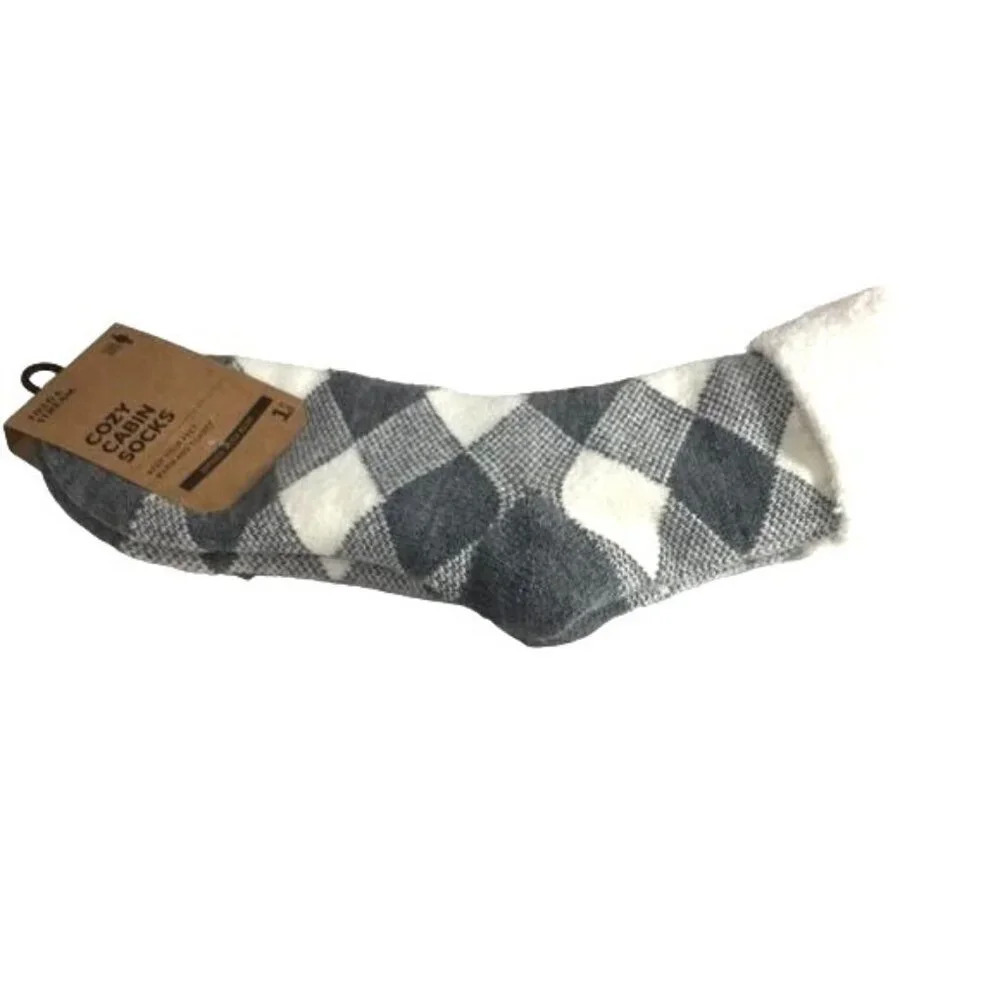 Field & Stream Cozy Cabin Womens Socks Gray/White One Size NWT